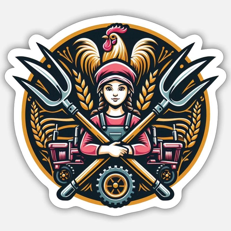 Mädchen vom Dorf Logo - Sticker Größe S (10 x 10 cm) - Mattweiß