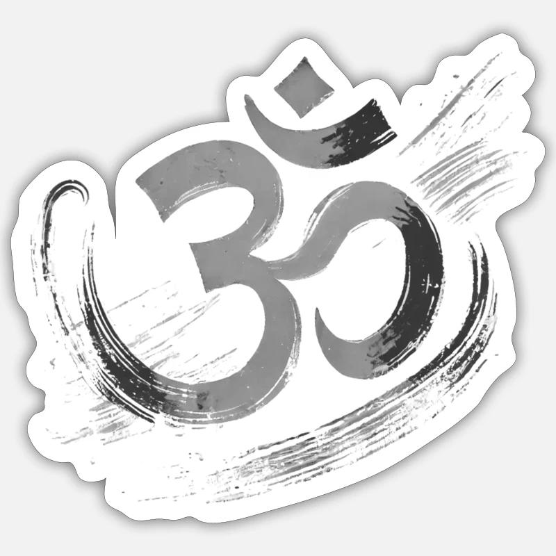 Tee Om peint à la main - Argent Sticker taille S (10 x 10 cm)