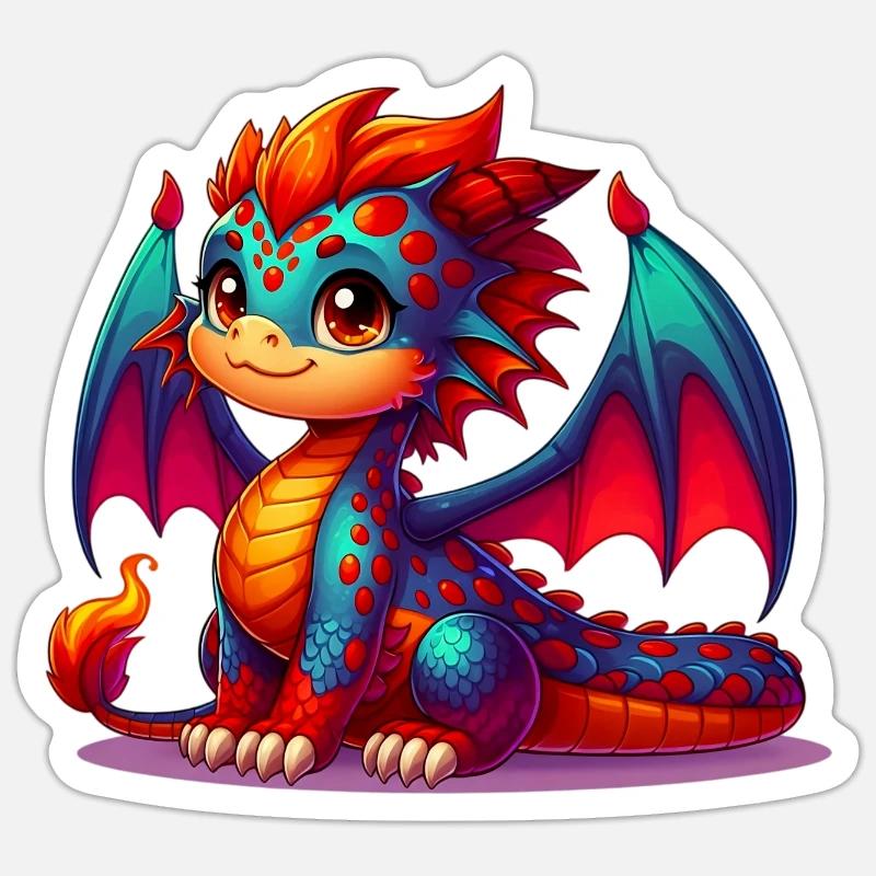 Dragon - Sticker taille S (10 x 10 cm) - blanc mat