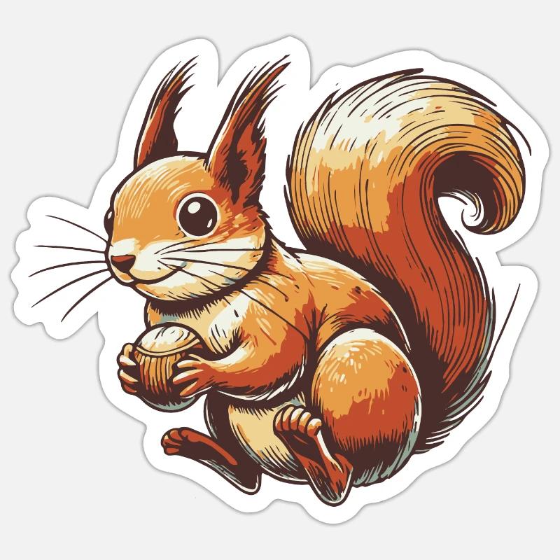 Écureuil - Sticker taille S (10 x 10 cm) - blanc mat