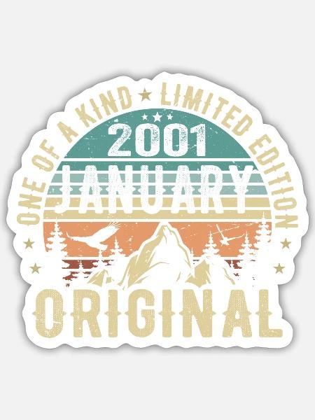 Geburtstagsgeschenk Januar 2001 - January 2001 - Sticker Größe S (10 x 10 cm) - Mattweiß