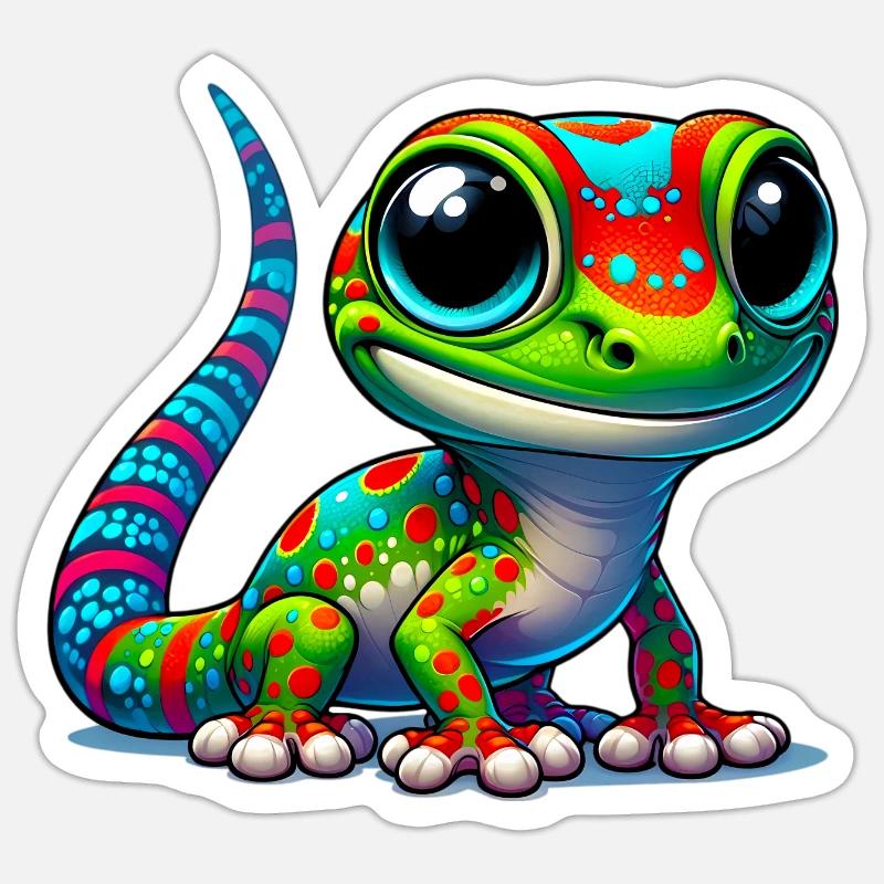 Gecko - Sticker taille S (10 x 10 cm) - blanc mat