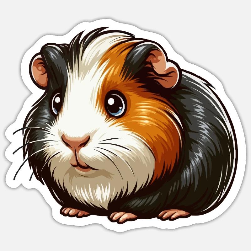Fourrure de cochon d’Inde - Sticker taille S (10 x 10 cm) - blanc mat