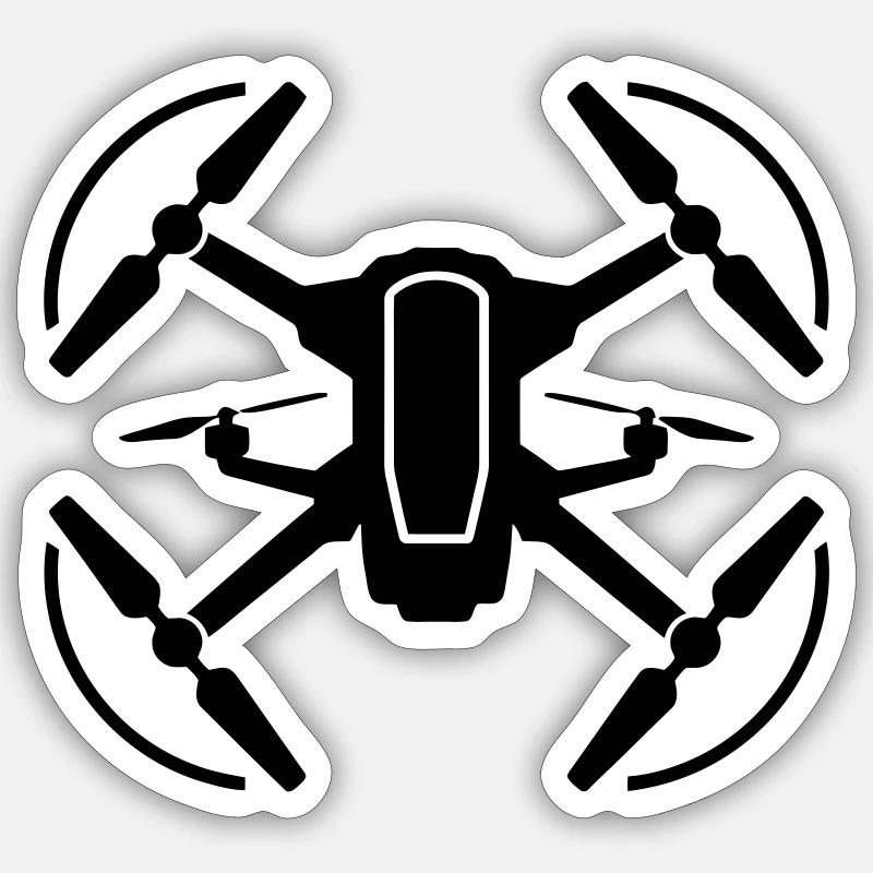 Drone Silhouette Emblem - Sticker size S (10 x 10 cm) - white matte