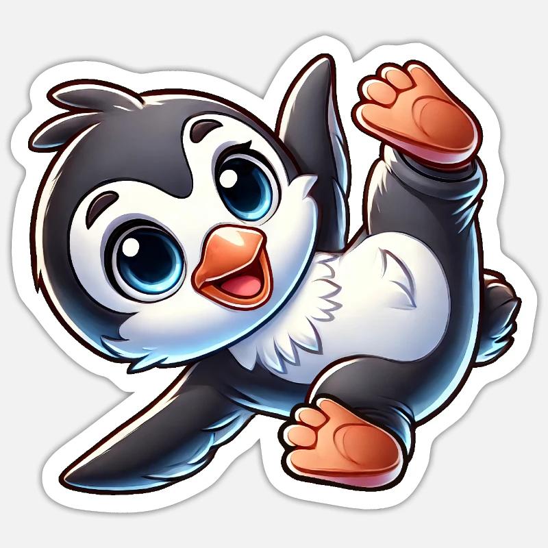 Mignon pingouin équilibre sur les mains Breakdance Sticker taille S (10 x 10 cm)