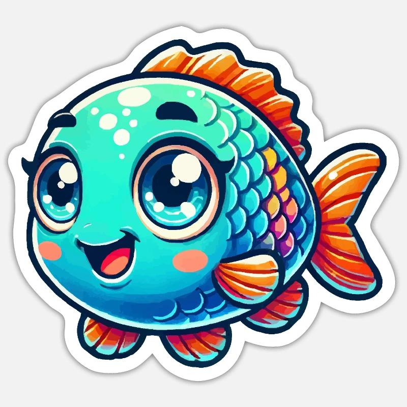 fisch comic - Sticker Größe S (10 x 10 cm) - Mattweiß