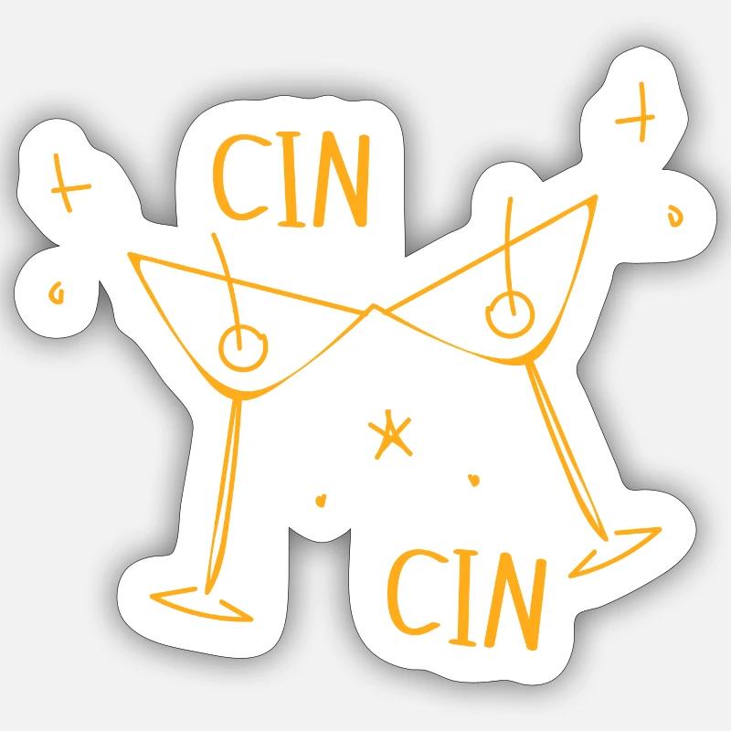 Cin cin - Sticker Größe S (10 x 10 cm) - Mattweiß