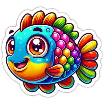 fisch 1 - Sticker Größe S (10 x 10 cm) - Mattweiß - Vorne