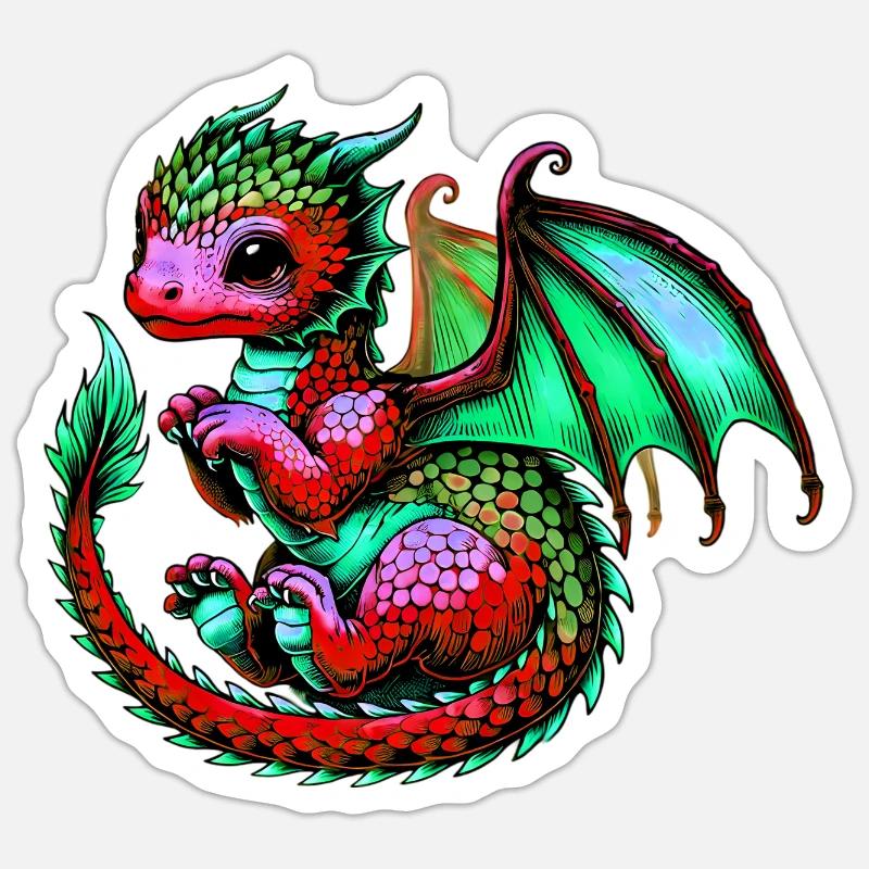 Dragon - Sticker taille S (10 x 10 cm) - blanc mat