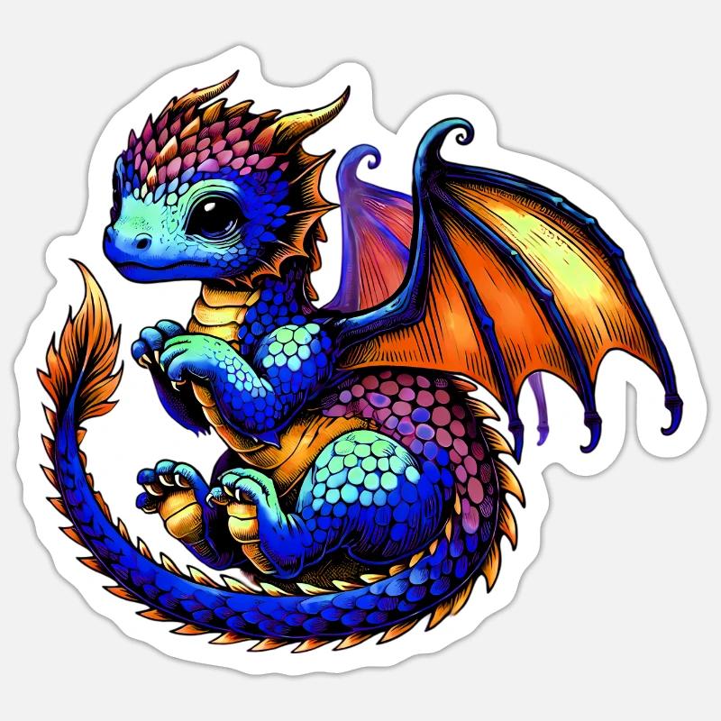 Dragon - Sticker taille S (10 x 10 cm) - blanc mat