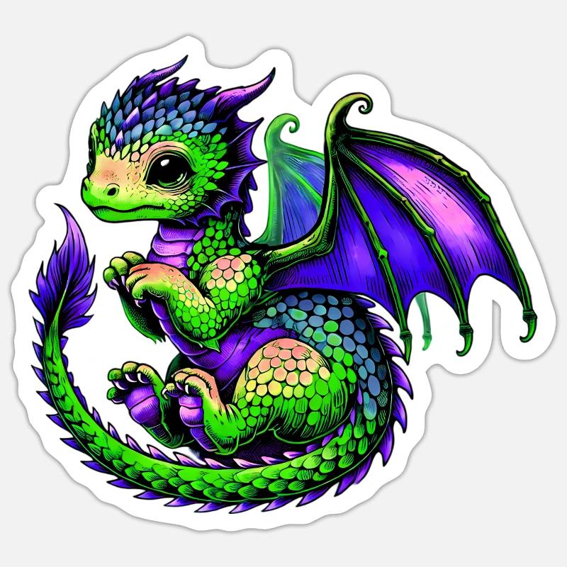 Dragon - Sticker taille S (10 x 10 cm) - blanc mat