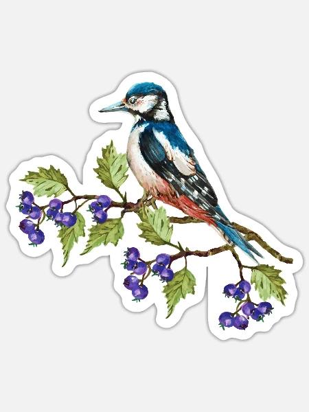 Bunter Vogel - Sticker Größe S (10 x 10 cm) - Mattweiß