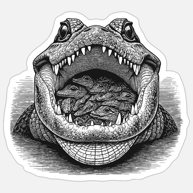Crocodile - Sticker taille S (10 x 10 cm) - blanc mat