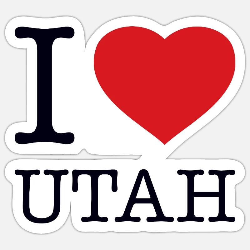 J’ADORE L’UTAH - Sticker taille S (10 x 10 cm) - blanc mat