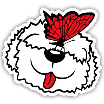 Dog Butterfly Nose Cute Funny Happy Comic - Sticker size S (10 x 10 cm) - white matte - Front