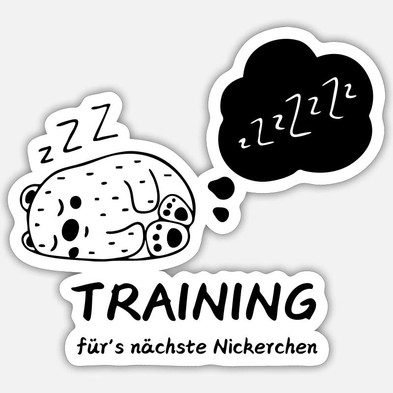 Training fürs Nickerchen Sticker Größe S (10 x 10 cm)