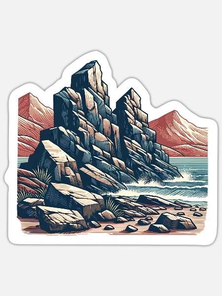 Berge Gestein - Sticker Größe S (10 x 10 cm) - Mattweiß