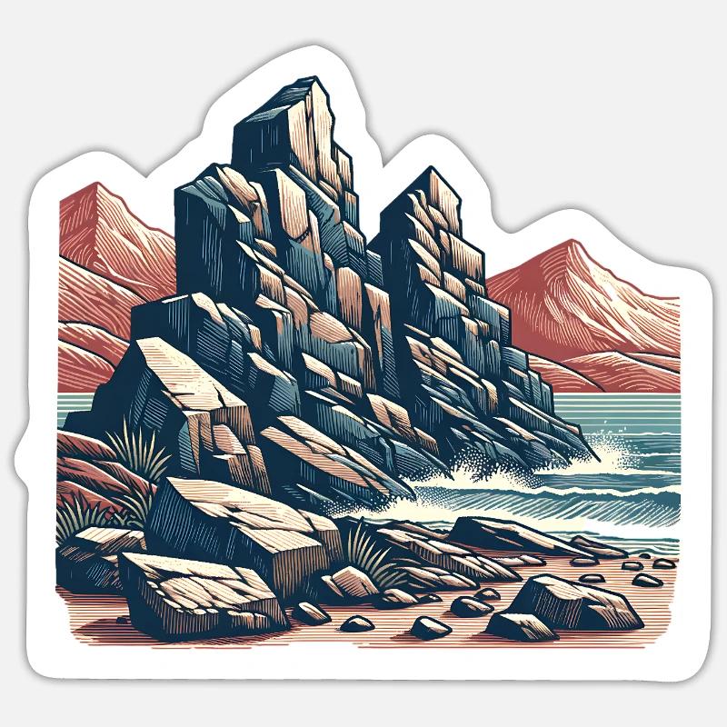 Berge Gestein - Sticker Größe S (10 x 10 cm) - Mattweiß