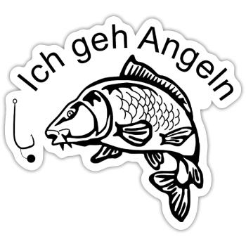 Elegante Karpfensilhouette - Sticker Größe S (10 x 10 cm) - Mattweiß - Vorne