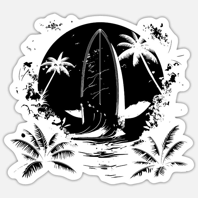 Dessin de surf Sticker taille S (10 x 10 cm)