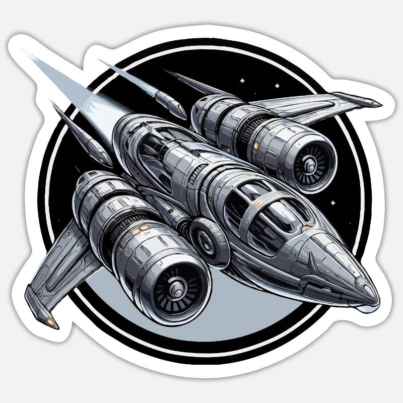 Spaceship silver Sticker size S (10 x 10 cm)