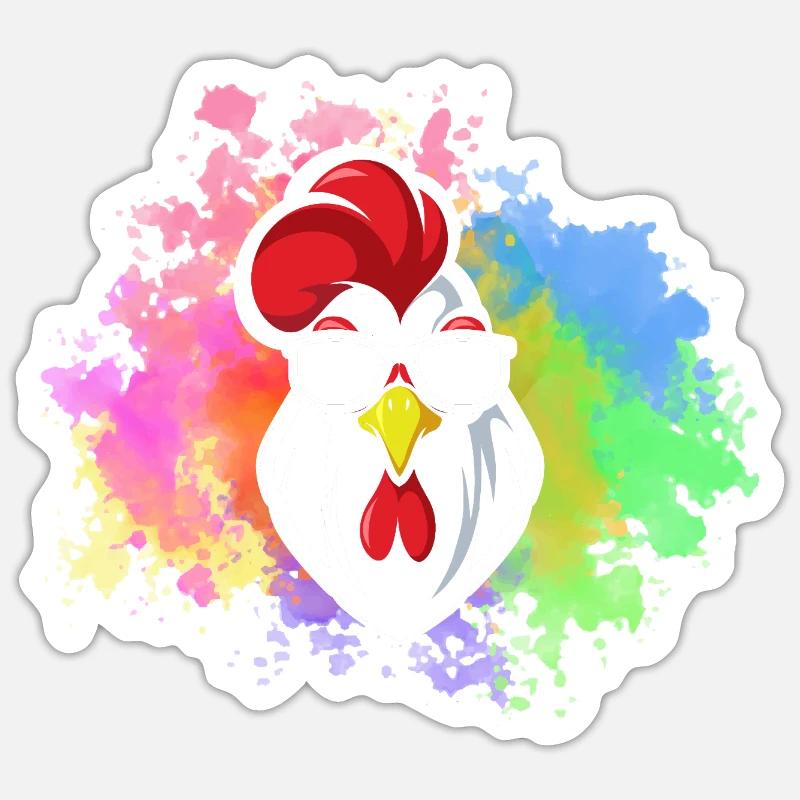 Chicken Rooster - Sticker size S (10 x 10 cm) - white matte