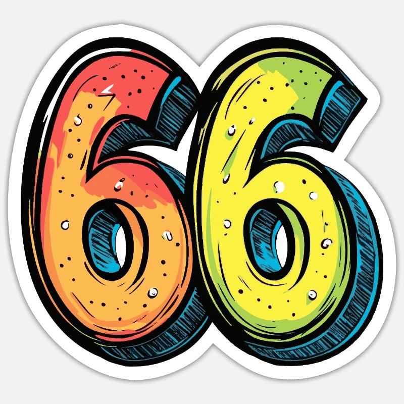 66 Symbole numérique - Sticker taille S (10 x 10 cm) - blanc mat