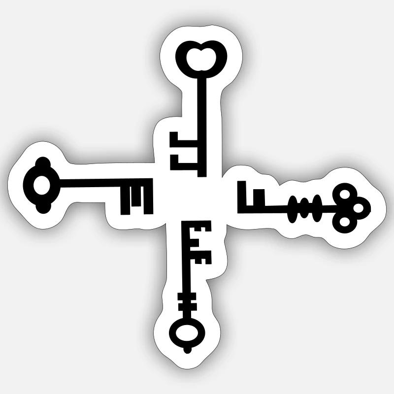 Vier Schlüssel - Sticker Größe S (10 x 10 cm) - Mattweiß