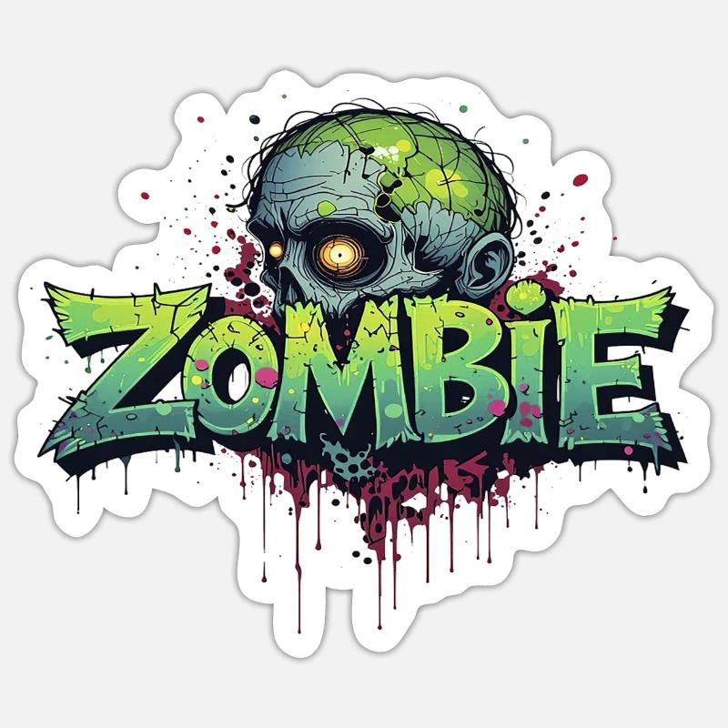 Zombie-Kopf - Sticker Größe S (10 x 10 cm) - Mattweiß