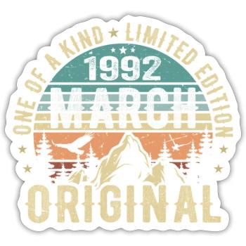 Légendaire depuis mars 1992 - anniversaire mars 1992 - Sticker taille S (10 x 10 cm) - blanc mat - Devant