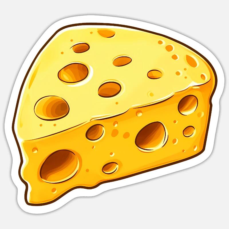Käse Cheese - Sticker Größe S (10 x 10 cm) - Mattweiß