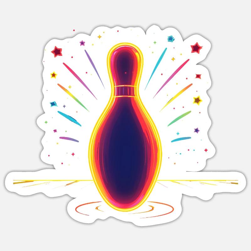 Bowling Synthwave - Sticker taille S (10 x 10 cm) - blanc mat