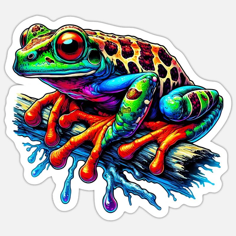 Grenouille - Sticker taille S (10 x 10 cm) - blanc mat