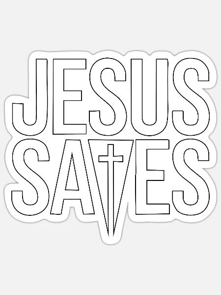 Jesus saves - Jesus rettet - Sticker Größe S (10 x 10 cm) - Mattweiß