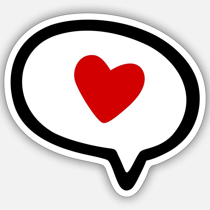 Speech bubble with heart - Sticker size S (10 x 10 cm) - white matte