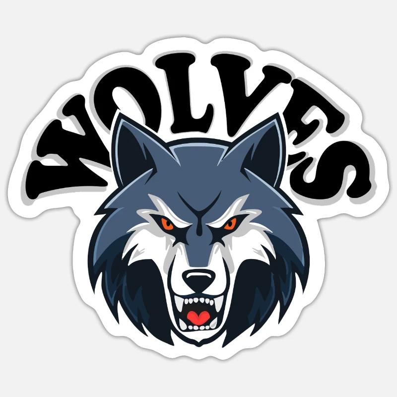 Wolf image with Wolves text Sticker size S (10 x 10 cm)