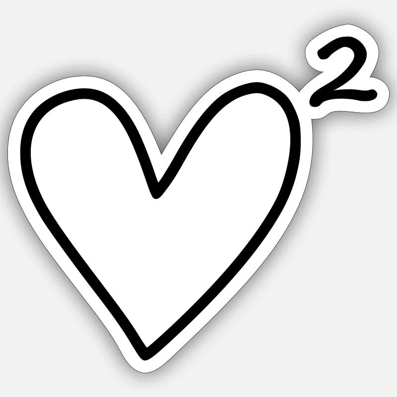 Herz hoch 2 - Sticker Größe S (10 x 10 cm) - Mattweiß