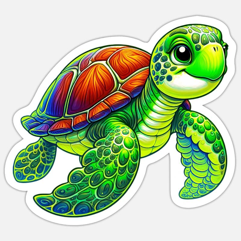 Schildkröte - Sticker Größe S (10 x 10 cm) - Mattweiß