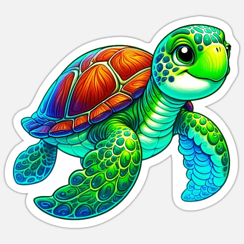 Tortue - Sticker taille S (10 x 10 cm) - blanc mat