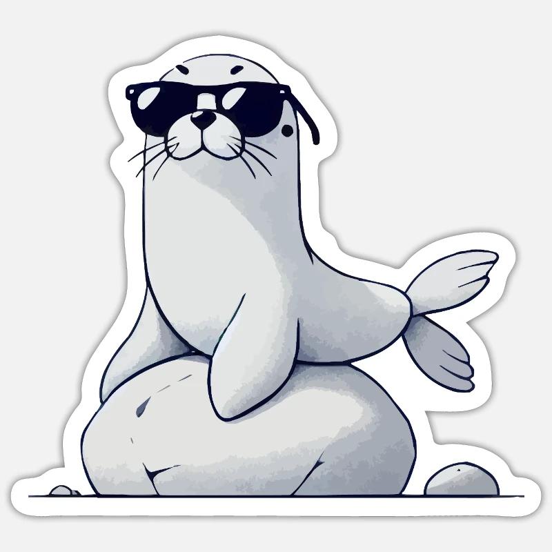 Lunettes de soleil Seal - Sticker taille S (10 x 10 cm) - blanc mat