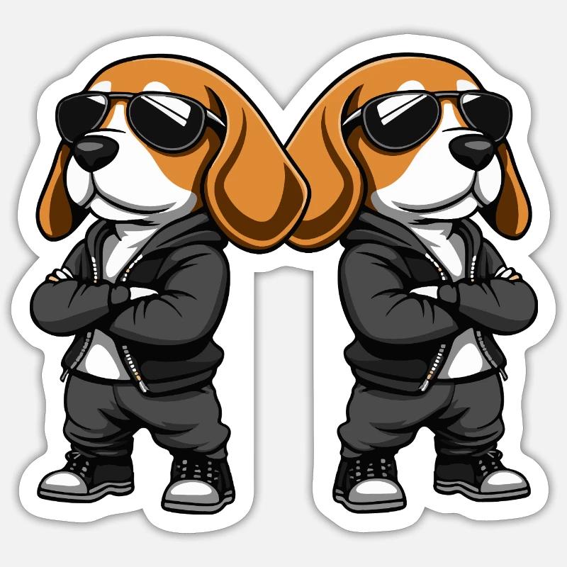 Chiens Cool - Sticker taille S (10 x 10 cm) - blanc mat