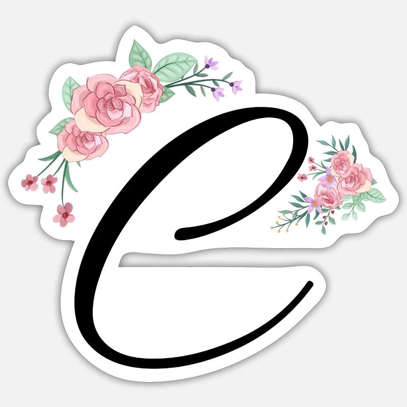 Buchstabe c Blumen - Sticker Größe S (10 x 10 cm) - Mattweiß