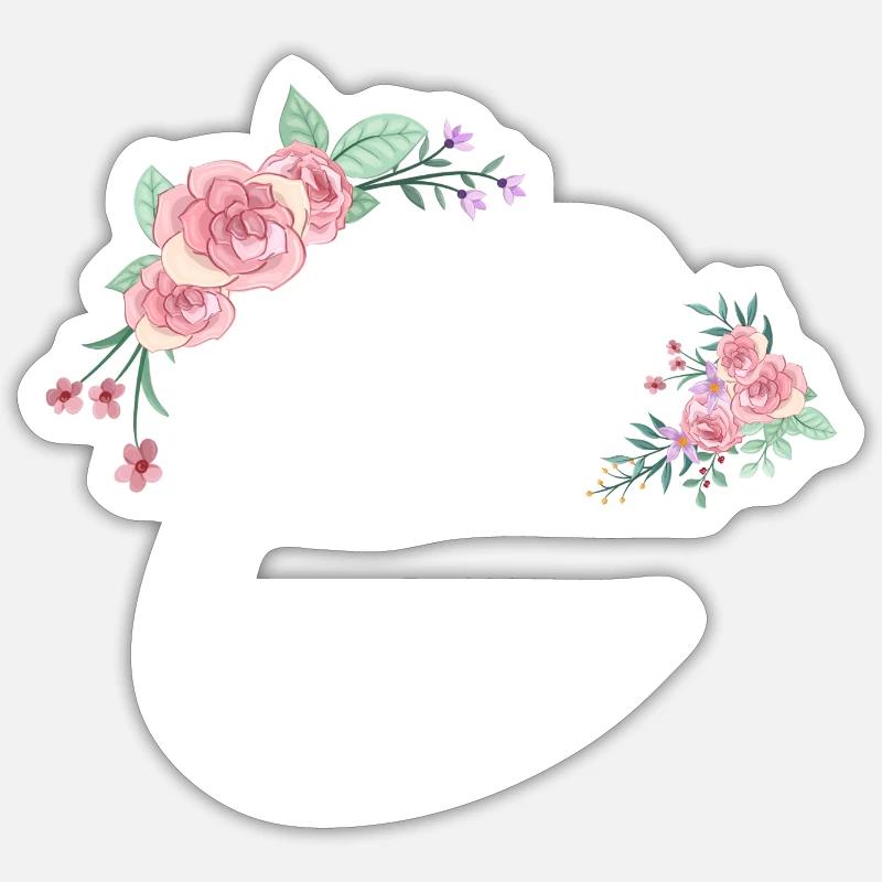 Lettre c fleurs - Sticker taille S (10 x 10 cm) - blanc mat