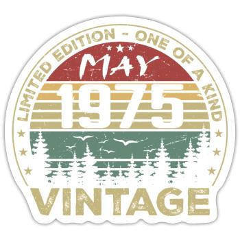 May 1975 May 1975, Vintage May 1975 May 1975 - Sticker size S (10 x 10 cm) - white matte - Front