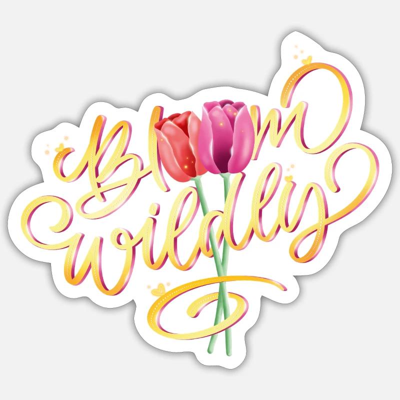 Bloom Wildly - Sticker Größe S (10 x 10 cm) - Mattweiß