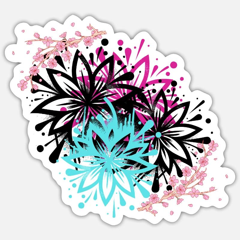 Crazy Flower - Sticker Größe S (10 x 10 cm) - Mattweiß