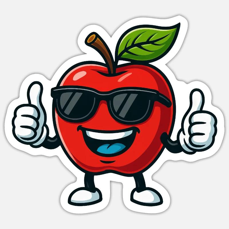 Fruity Red Apple Summer Cool Thumbs Up Sticker size S (10 x 10 cm)