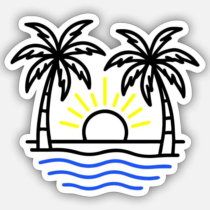 Summer Palm Trees Beach - Sticker size S (10 x 10 cm) - white matte
