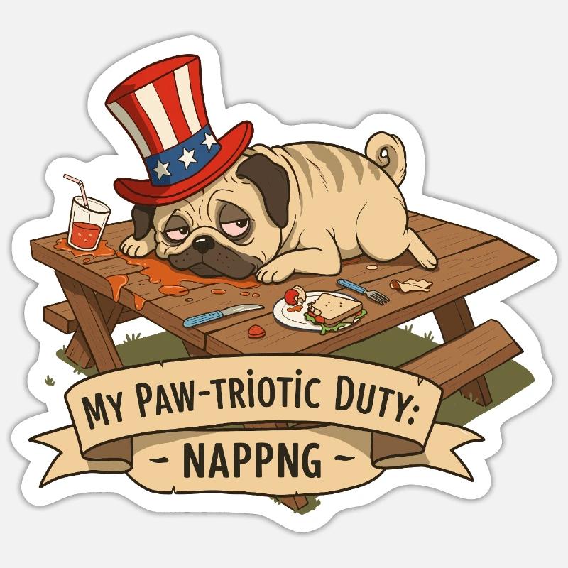 Mops Nickerchen Sticker Größe S (10 x 10 cm)