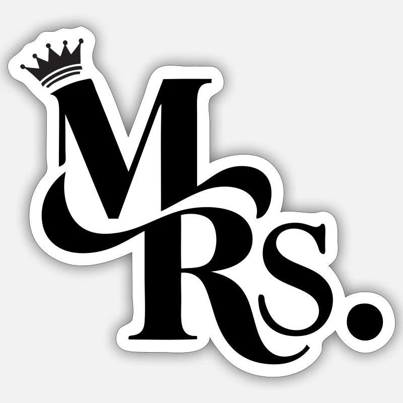 Mrs. & Krone, personnalisable - Sticker taille S (10 x 10 cm) - blanc mat